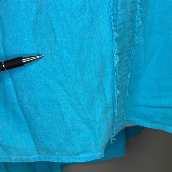 Soft Surroundings Linen Blend Beachy Casual Bright Blue Tunic Top Sz XL - Picture 5 of 5